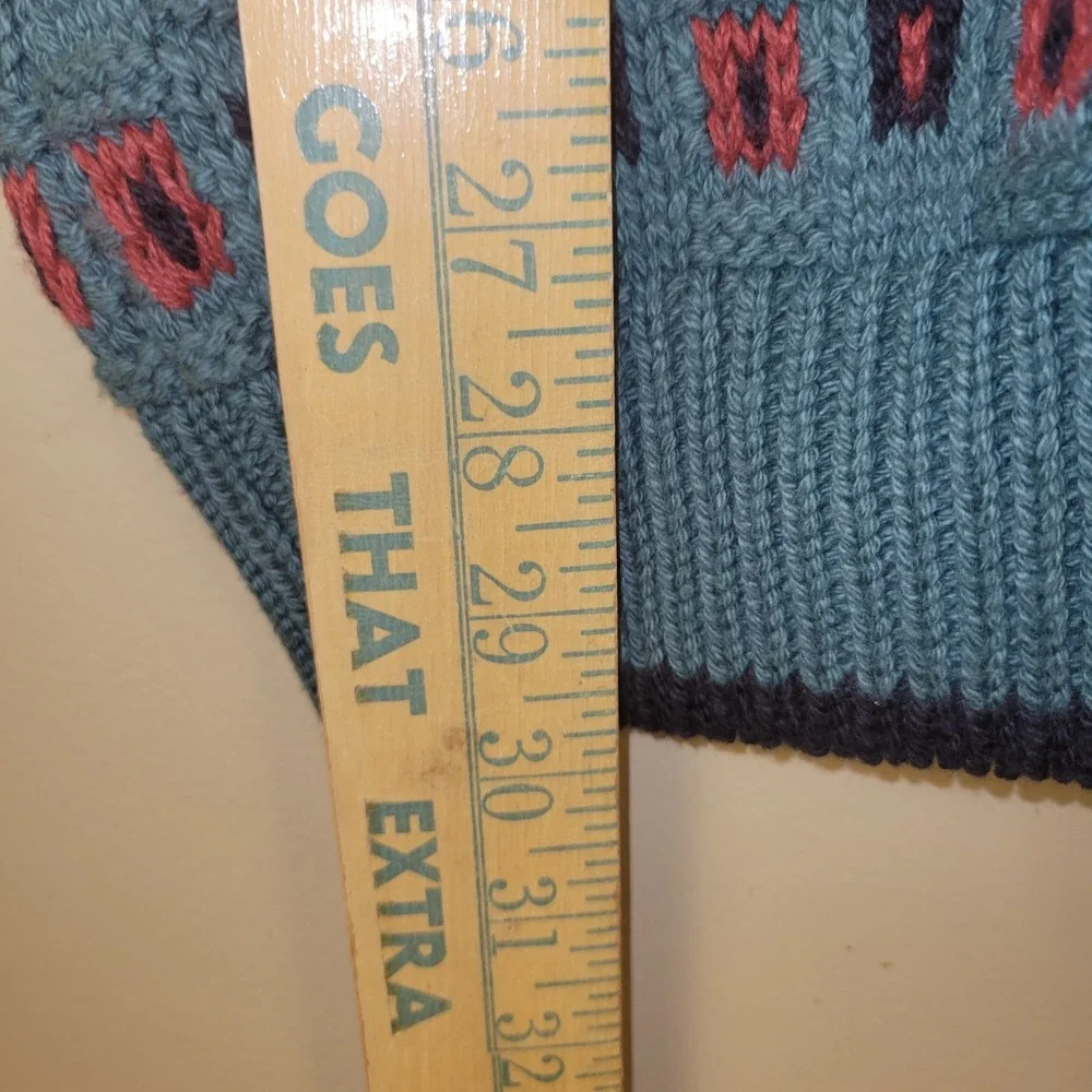 Vintage Sage Green & Red Sweater Jumper by John Weitz Made in the USA Size Large